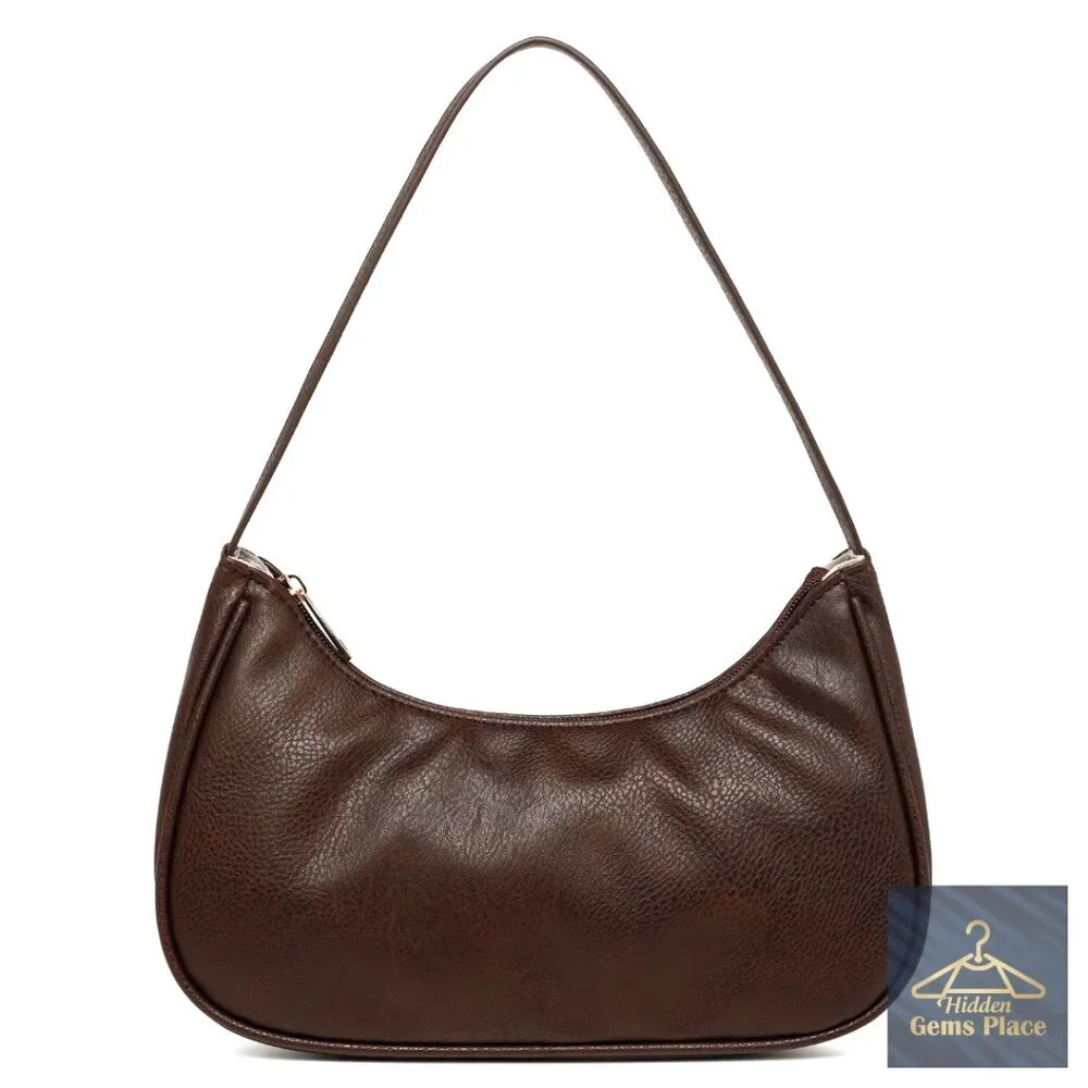Vegan Leather Hobo Shoulder Bag with Zipper Closure - 10.2